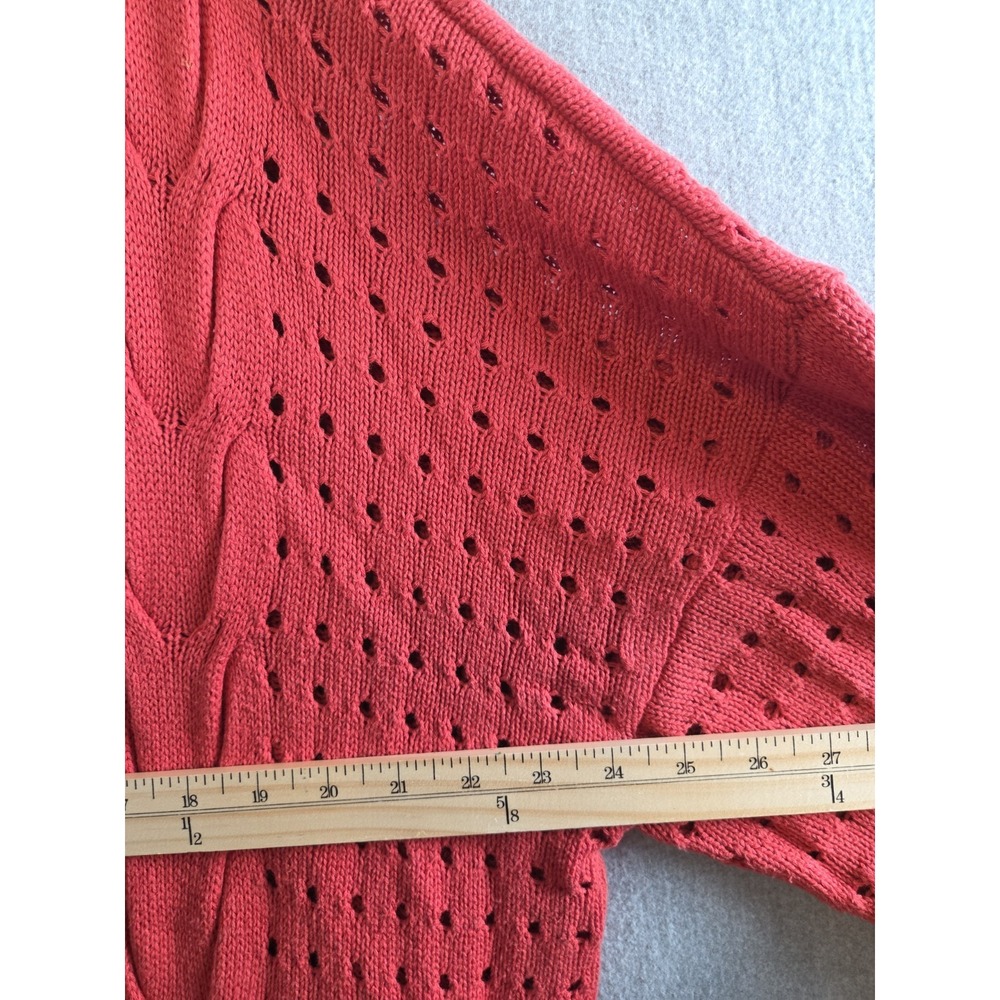 Torrid 3X Cable Crochet Knit Boyfriend Cardigan Sweater Burnt Orange Autumn Y2K - Picture 7 of 9
